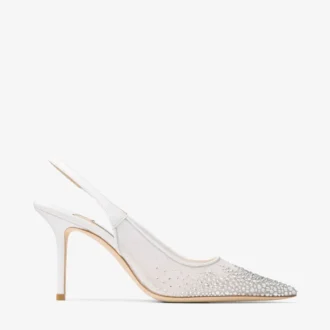 Love Sling Back 85 Sandali slingback in rete bianca con cristalli DéGradé Galaxy