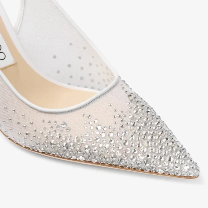 Love Sling Back 85 Sandali slingback in rete bianca con cristalli DéGradé Galaxy Love Sling Back 85 Sandali slingback in rete bianca con cristalli DéGradé Galaxy