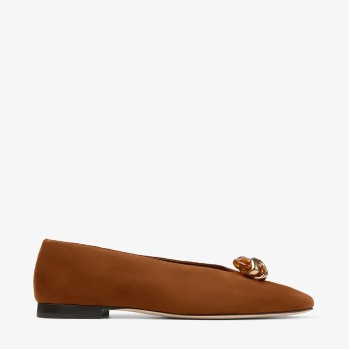Margot Flat Ballerine in pelle scamosciata marrone chiaro Margot Flat Ballerine in pelle scamosciata marrone chiaro