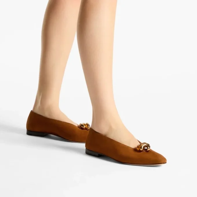 Margot Flat Ballerine in pelle scamosciata marrone chiaro Margot Flat Ballerine in pelle scamosciata marrone chiaro