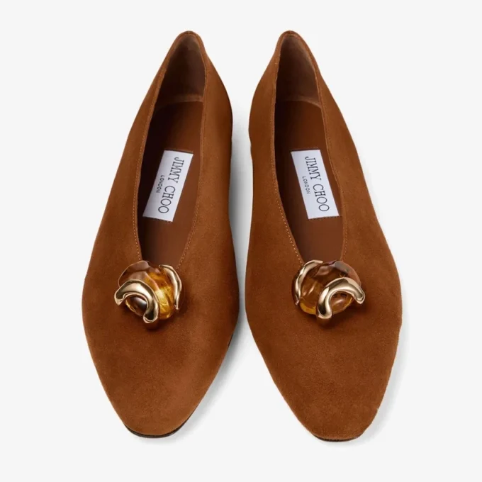Margot Flat Ballerine in pelle scamosciata marrone chiaro Margot Flat Ballerine in pelle scamosciata marrone chiaro