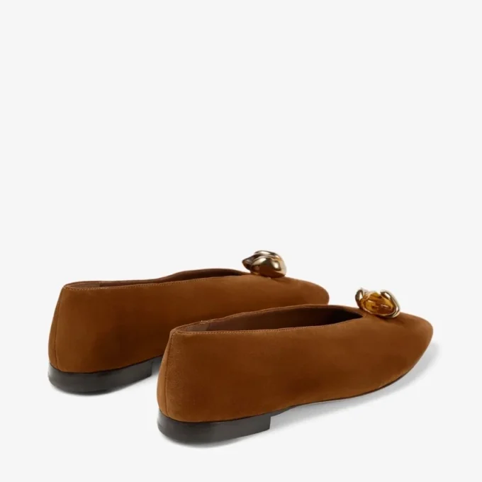 Margot Flat Ballerine in pelle scamosciata marrone chiaro Margot Flat Ballerine in pelle scamosciata marrone chiaro