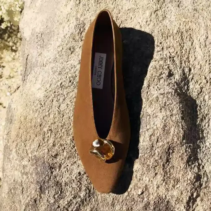 Margot Flat Ballerine in pelle scamosciata marrone chiaro Margot Flat Ballerine in pelle scamosciata marrone chiaro