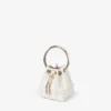 Micro Bon Bon Mini Borsa in Raso Avorio con Perle su Tutta la Superficie Micro Bon Bon Mini Borsa in Raso Avorio con Perle su Tutta la Superficie