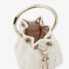 Micro Bon Bon Mini Borsa in Raso Avorio con Perle su Tutta la Superficie Micro Bon Bon Mini Borsa in Raso Avorio con Perle su Tutta la Superficie