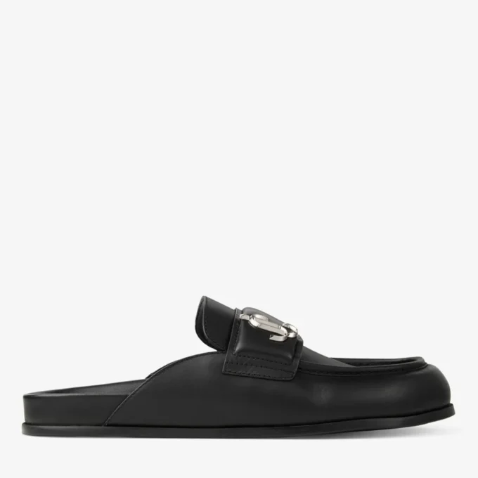 Milo Mule in pelle di vitello nera senza tallone Milo Mule in pelle di vitello nera senza tallone