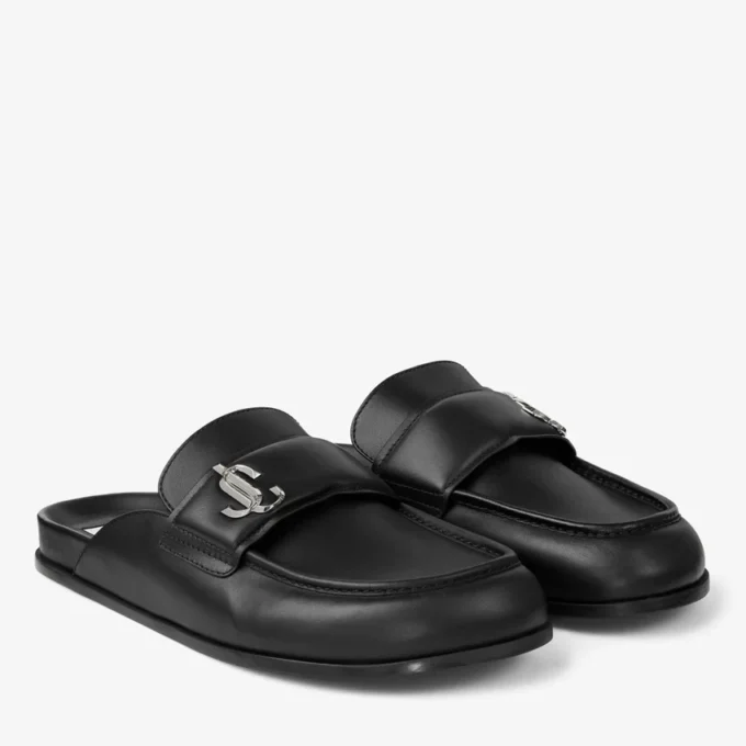 Milo Mule in pelle di vitello nera senza tallone Milo Mule in pelle di vitello nera senza tallone