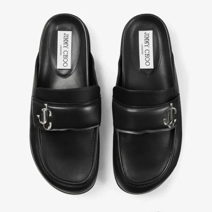 Milo Mule in pelle di vitello nera senza tallone Milo Mule in pelle di vitello nera senza tallone