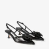 Mimmi Sling Back 50: sandali con cinturino posteriore in nappa lucida nera con decorazione in pizzo di nappa Mimmi Sling Back 50: sandali con cinturino posteriore in nappa lucida nera con decorazione in pizzo di nappa