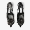 Mimmi Sling Back 50: sandali con cinturino posteriore in nappa lucida nera con decorazione in pizzo di nappa Mimmi Sling Back 50: sandali con cinturino posteriore in nappa lucida nera con decorazione in pizzo di nappa