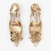 Mimmi Sling Back 50 Sandali con cinturino posteriore in pelle Liquid Metal dorata con corsage traforato jimmy choo Mimmi Sling Back 50 Sandali con cinturino posteriore in pelle Liquid Metal dorata con corsage traforato jimmy choo