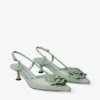 Mimmi Sling Back 50 Verde: sandali con cinturino posteriore in nappa lucida con decorazione in pizzo di nappa traforata jimmy choo Mimmi Sling Back 50 Verde: sandali con cinturino posteriore in nappa lucida con decorazione in pizzo di nappa traforata jimmy choo