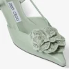 Mimmi Sling Back 50 Verde: sandali con cinturino posteriore in nappa lucida con decorazione in pizzo di nappa traforata jimmy choo Mimmi Sling Back 50 Verde: sandali con cinturino posteriore in nappa lucida con decorazione in pizzo di nappa traforata jimmy choo