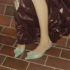 Mimmi Sling Back 50 Verde: sandali con cinturino posteriore in nappa lucida con decorazione in pizzo di nappa traforata jimmy choo Mimmi Sling Back 50 Verde: sandali con cinturino posteriore in nappa lucida con decorazione in pizzo di nappa traforata jimmy choo