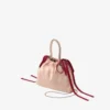 Mini borsa a mano con coulisse Mini borsa a tracolla in raso color macaron e rosso rubino Mini borsa a mano con coulisse Mini borsa a tracolla in raso color macaron e rosso rubino