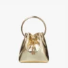 Mini borsa Bon Bon in tessuto a specchio dorato con manico in metallo Mini borsa Bon Bon in tessuto a specchio dorato con manico in metallo