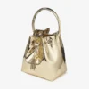 Mini borsa Bon Bon in tessuto a specchio dorato con manico in metallo Mini borsa Bon Bon in tessuto a specchio dorato con manico in metallo