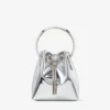 Mini borsa Bon Bon in tessuto argentato a specchio con manico in metallo Mini borsa Bon Bon in tessuto argentato a specchio con manico in metallo