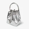 Mini borsa Bon Bon in tessuto argentato a specchio con manico in metallo Mini borsa Bon Bon in tessuto argentato a specchio con manico in metallo