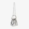 Mini borsa Bon Bon in tessuto argentato a specchio con manico in metallo Mini borsa Bon Bon in tessuto argentato a specchio con manico in metallo