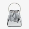 Mini borsa Bon Bon in tessuto argentato a specchio con manico in metallo Mini borsa Bon Bon in tessuto argentato a specchio con manico in metallo