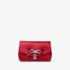 Mini borsa con fiocco morbido in raso rosso rubino con fiocco in cristallo Mini borsa con fiocco morbido in raso rosso rubino con fiocco in cristallo