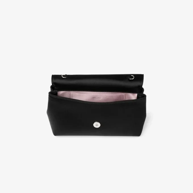 Mini borsa con fiocco morbido Mini borsa in raso nero con fiocco in cristallo Mini borsa con fiocco morbido Mini borsa in raso nero con fiocco in cristallo
