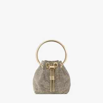Mini borsa Micro Bon Bon in rete di cristalli color champagne Mini borsa Micro Bon Bon in rete di cristalli color champagne
