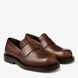 Mocassini Buff in pelle brunita color moka