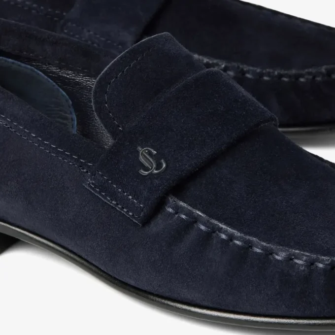 Mocassini Ellis in pelle scamosciata color blu marino Mocassini Ellis in pelle scamosciata color blu marino
