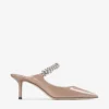 Mule Bing 65 in pelle verniciata rosa balletto con cinturino di cristalli Mule Bing 65 in pelle verniciata rosa balletto con cinturino di cristalli