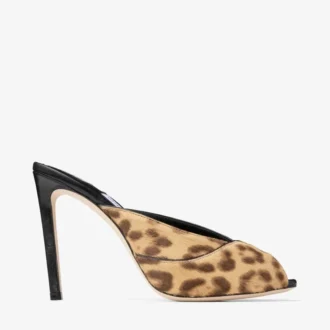 Mule Brigitte 100 in cavallino con stampa leopardata naturale