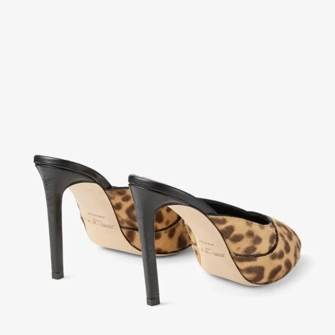Mule Brigitte 100 in cavallino con stampa leopardata naturale Mule Brigitte 100 in cavallino con stampa leopardata naturale