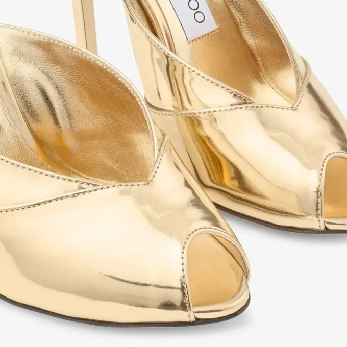 Mule Brigitte 100 in pelle metallizzata liquida dorata Mule Brigitte 100 in pelle metallizzata liquida dorata
