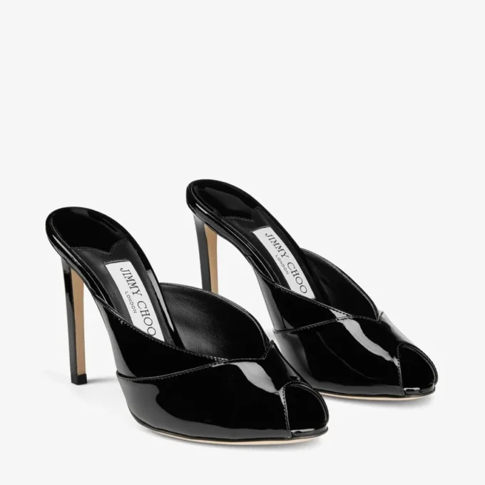 Mule Brigitte 100 in vernice nera