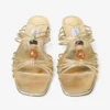 Mule Lova in pelle nappa metallizzata oro mix con perline Mule Lova in pelle nappa metallizzata oro mix con perline