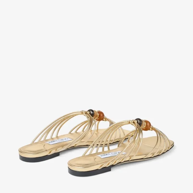 Mule Lova in pelle nappa metallizzata oro mix con perline Mule Lova in pelle nappa metallizzata oro mix con perline