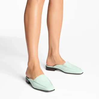 Mule Slide in pelle nabuk color menta