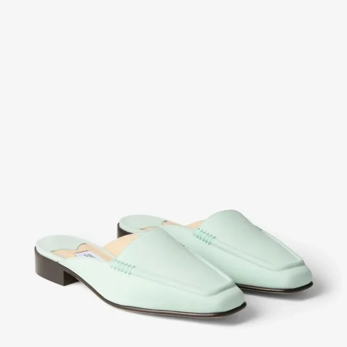 Mule Slide in pelle nabuk color menta Mule Slide in pelle nabuk color menta
