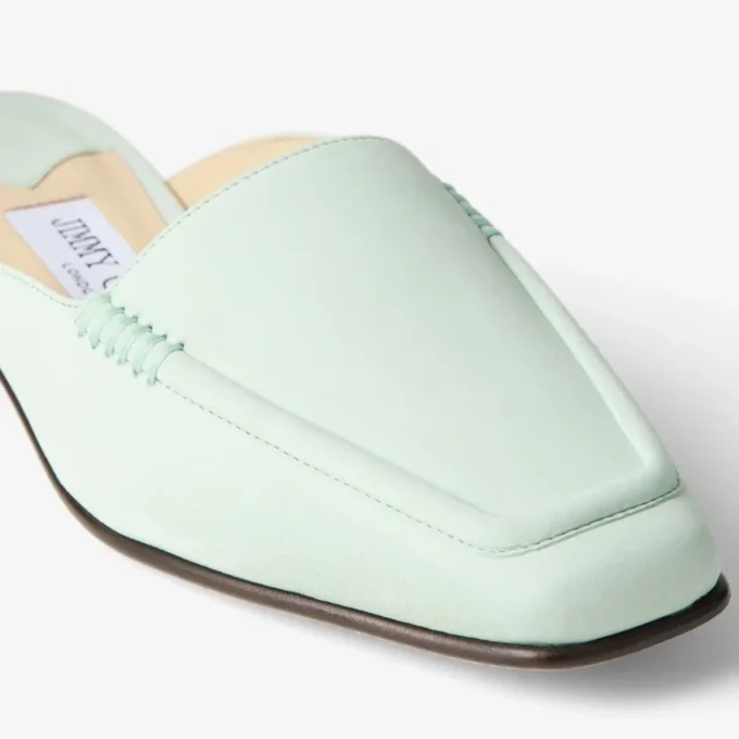 Mule Slide in pelle nabuk color menta Mule Slide in pelle nabuk color menta