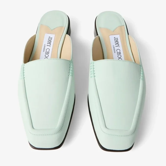 Mule Slide in pelle nabuk color menta Mule Slide in pelle nabuk color menta
