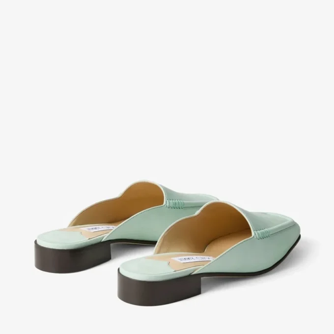 Mule Slide in pelle nabuk color menta Mule Slide in pelle nabuk color menta