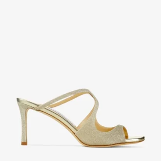 Mules Anise 75 in tessuto glitterato Platinum Ice