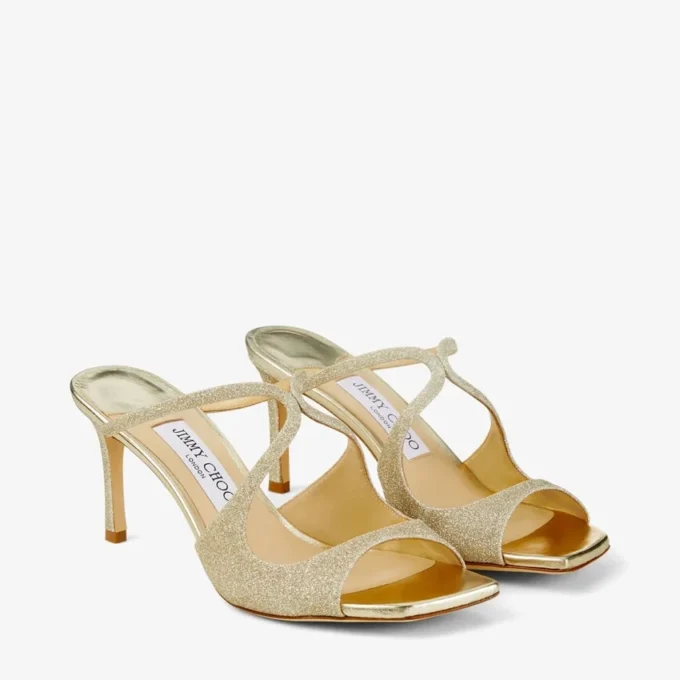Mules Anise 75 in tessuto glitterato Platinum Ice Mules Anise 75 in tessuto glitterato Platinum Ice