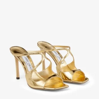 Mules Anise 95 in pelle Liquid Metal dorata