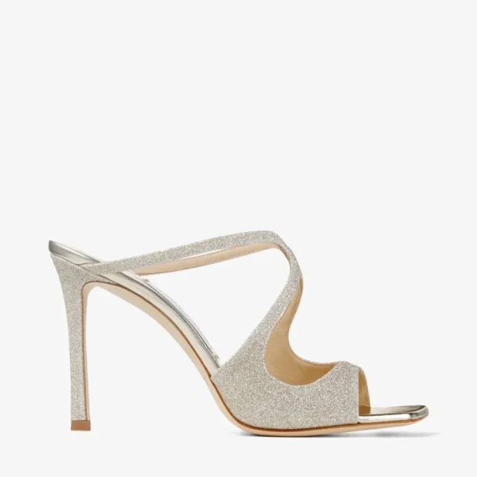 Mules Anise 95 in tessuto glitterato Platinum Ice Dusty Mules Anise 95 in tessuto glitterato Platinum Ice Dusty