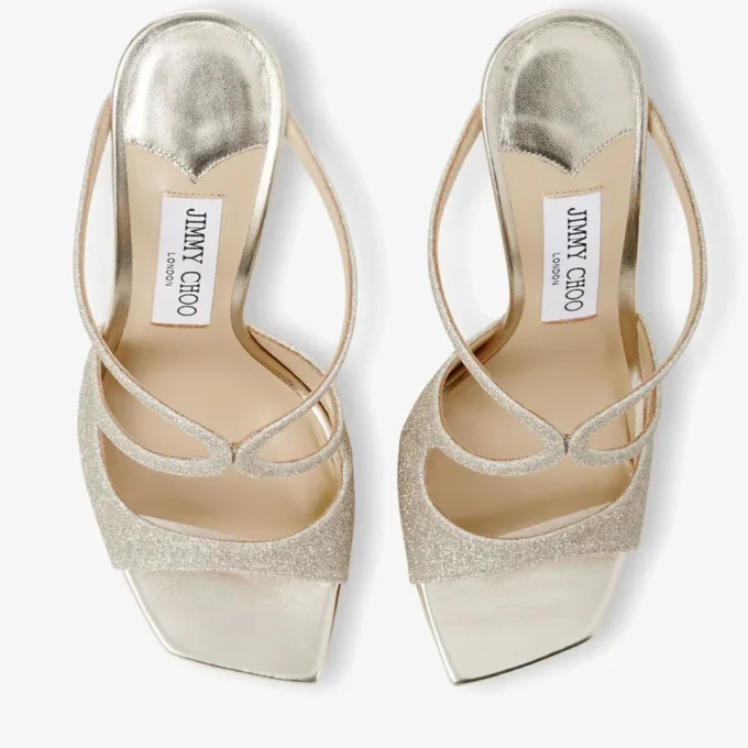 Mules Anise 95 in tessuto glitterato Platinum Ice Dusty Mules Anise 95 in tessuto glitterato Platinum Ice Dusty