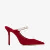 Mules Bing 100 in velluto rosso rubino con decorazioni in cristallo Mules Bing 100 in velluto rosso rubino con decorazioni in cristallo