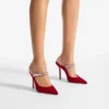 Mules Bing 100 in velluto rosso rubino con decorazioni in cristallo Mules Bing 100 in velluto rosso rubino con decorazioni in cristallo