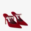 Mules Bing 100 in velluto rosso rubino con decorazioni in cristallo Mules Bing 100 in velluto rosso rubino con decorazioni in cristallo